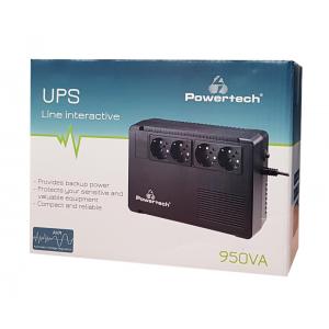 POWERTECH UPS Line Interactive PT-950C, 950VA/570W, 4x schuko | Τροφοδοσία Ρεύματος | elabstore.gr
