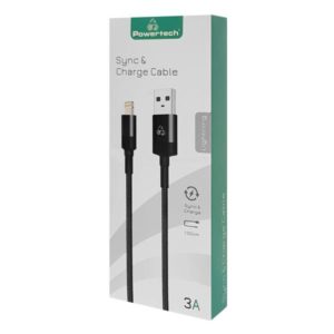 POWERTECH Καλώδιο USB σε Lightning eco round PTR-0082, copper, 1m, μαύρο | Αξεσουάρ κινητών | elabstore.gr