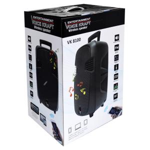 VOICE KRAFT Φορητό ηχείο VK8100, 8" Woofer, 20W RMS, LED, FM/USB/SD/BT | Εικόνα & Ήχος | elabstore.gr