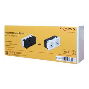 DELOCK διπλό module πρίζας ρεύματος Easy 45 81322, 45°, 45x45mm, 5τμχ | Τροφοδοσία Ρεύματος | elabstore.gr