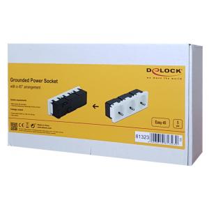 DELOCK τριπλό module πρίζας ρεύματος Easy 45 81323, 45°, 45x45mm, 5τμχ | Τροφοδοσία Ρεύματος | elabstore.gr
