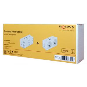DELOCK διπλό module πρίζας ρεύματος Easy 45 81325, 45°, 45x45mm, 5τμχ | Τροφοδοσία Ρεύματος | elabstore.gr