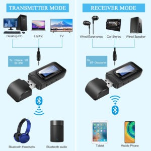 Wireless receiver & transmitter με οθόνη BT-005, bluetooth 5.0 EDR | Δικτυακά | elabstore.gr