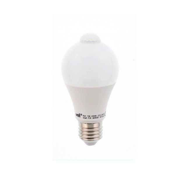 Λάμπα LED 10W E27 4000K με αισθητήρα κίνησης Well LEDLNPIR-A6010E27-WL | eLabstore.gr Λάμπα LED 10W E27 4000K με αισθητήρα κίνησης Well LEDLNPIR-A6010E27-WL | Φωτισμός | elabstore.gr