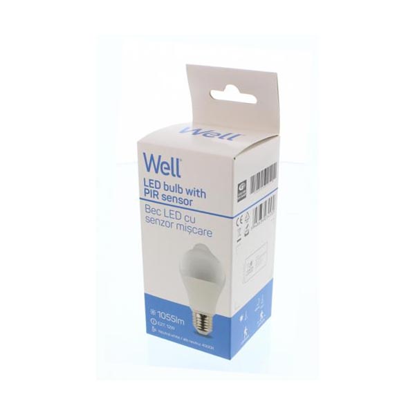 Λάμπα LED 12W E27 4000K με αισθητήρα κίνησης Well LEDLNPIR-A6012E27-WL | eLabstore.gr Λάμπα LED 12W E27 4000K με αισθητήρα κίνησης Well LEDLNPIR-A6012E27-WL | Φωτισμός | elabstore.gr