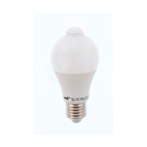 Λάμπα LED 12W E27 4000K με αισθητήρα κίνησης Well LEDLNPIR-A6012E27-WL | eLabstore.gr Λάμπα LED 12W E27 4000K με αισθητήρα κίνησης Well LEDLNPIR-A6012E27-WL | Φωτισμός | elabstore.gr