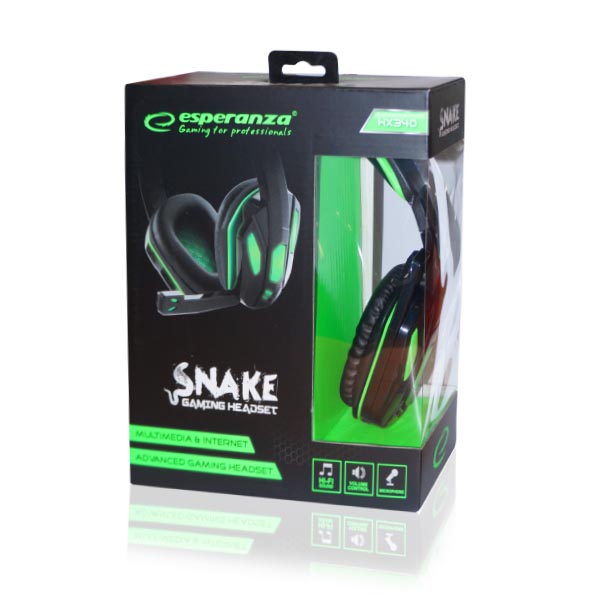 Snake Ακουστικό με μικρόφωνο gaming πράσινο EGH340 | eLabstore.gr Snake Ακουστικό με μικρόφωνο gaming πράσινο EGH340 | Περιφερειακά | elabstore.gr