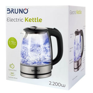BRUNO Ηλεκτρικός βραστήρας BRN-0026, 2200w, 1.7lt, βάση 360°, LED | Οικιακές & Προσωπικές Συσκευές | elabstore.gr