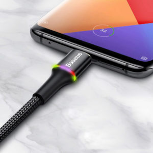 BASEUS καλώδιο USB σε Type-C CATGH-F01, LED, 5A 40W, 0.5m, μαύρο | Αξεσουάρ κινητών | elabstore.gr