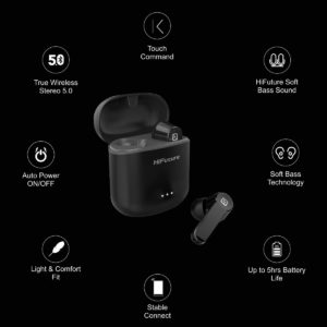 HIFUTURE earphones FlyBuds, true wireless, με θήκη φόρτισης, μαύρα | Αξεσουάρ κινητών | elabstore.gr