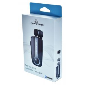 POWERTECH Bluetooth earphone Klipp PT-733, multipoint, BT V4.1, ασημί | Αξεσουάρ κινητών | elabstore.gr
