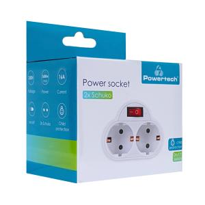 POWERTECH αντάπτορας ρεύματος PT-814, 2x schuko, 250V 16A, λευκός | eLabstore.gr POWERTECH αντάπτορας ρεύματος PT-814, 2x schuko, 250V 16A, λευκός | Τροφοδοσία Ρεύματος | elabstore.gr