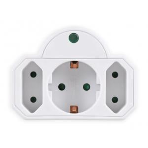 POWERTECH αντάπτορας ρεύματος PT-816, 1x schuko, 2x euro, 16A, λευκός | Τροφοδοσία Ρεύματος | elabstore.gr
