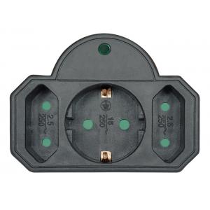 POWERTECH αντάπτορας ρεύματος PT-817, 1x schuko, 2x euro, 16A, μαύρος | Τροφοδοσία Ρεύματος | elabstore.gr