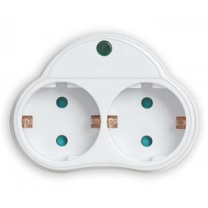 POWERTECH αντάπτορας ρεύματος PT-818, 2x schuko, 250V 16A, λευκός | Τροφοδοσία Ρεύματος | elabstore.gr