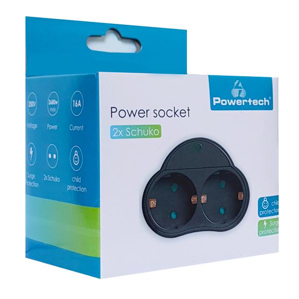 POWERTECH αντάπτορας ρεύματος PT-819, 2x schuko, 250V 16A, μαύρος | eLabstore.gr POWERTECH αντάπτορας ρεύματος PT-819, 2x schuko, 250V 16A, μαύρος | Τροφοδοσία Ρεύματος | elabstore.gr
