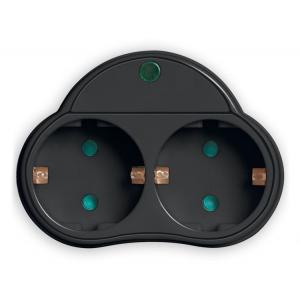 POWERTECH αντάπτορας ρεύματος PT-819, 2x schuko, 250V 16A, μαύρος | Τροφοδοσία Ρεύματος | elabstore.gr