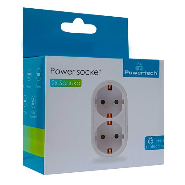 POWERTECH αντάπτορας ρεύματος PT-820, 2x schuko, 250V 16A, λευκός | eLabstore.gr POWERTECH αντάπτορας ρεύματος PT-820, 2x schuko, 250V 16A, λευκός | Τροφοδοσία Ρεύματος | elabstore.gr