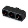 POWERTECH αντάπτορας ρεύματος PT-823, 3x schuko, 250V 16A, μαύρος | Τροφοδοσία Ρεύματος | elabstore.gr