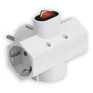 POWERTECH αντάπτορας ρεύματος PT-824, 3x schuko, 250V 16A, λευκός | Τροφοδοσία Ρεύματος | elabstore.gr