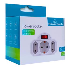 POWERTECH αντάπτορας ρεύματος PT-826, 1x schuko, 2x euro, 16A, λευκός | eLabstore.gr POWERTECH αντάπτορας ρεύματος PT-826, 1x schuko, 2x euro, 16A, λευκός | Τροφοδοσία Ρεύματος | elabstore.gr