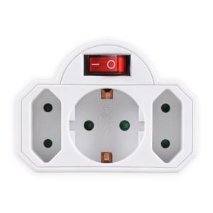 POWERTECH αντάπτορας ρεύματος PT-826, 1x schuko, 2x euro, 16A, λευκός | Τροφοδοσία Ρεύματος | elabstore.gr