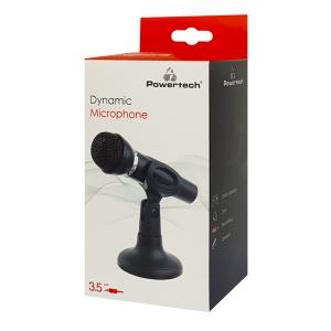 POWERTECH μικρόφωνο PT-859, με βάση, δυναμικό, 3.5mm, μαύρο | eLabstore.gr