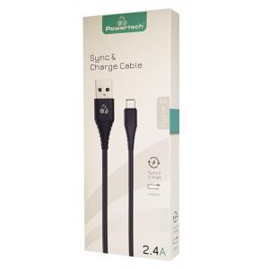 POWERTECH Καλώδιο USB σε Type-C eco PTR-0060 copper, 1m , μαύρο | Αξεσουάρ κινητών | elabstore.gr