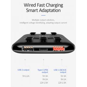 USAMS power bank PB26 10000mAh, 3x output & wireless, QC3.0 & PD, μαύρο | Αξεσουάρ κινητών | elabstore.gr