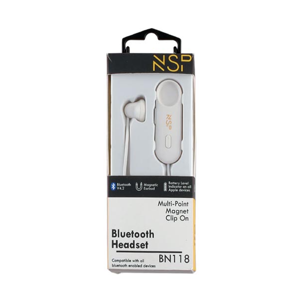 Ακουστικό Bluetooth V4.2 με μικρόφωνο και Magnet Clip (2 Devices) Λευκό NSP BN118 | eLabstore.gr Ακουστικό Bluetooth V4.2 με μικρόφωνο και Magnet Clip (2 Devices) Λευκό NSP BN118 | Περιφερειακά | elabstore.gr