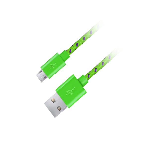 Καλώδιο Micro USB 2.0 1m Fabric braided πράσινο | eLabstore.gr Καλώδιο Micro USB 2.0 1m Fabric braided πράσινο | Περιφερειακά | elabstore.gr