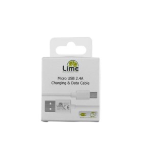 Καλώδιο Micro USB Devices Long USB 2.4A Φόρτισης - Data 1m LUM01 Λευκό Lime | Περιφερειακά | elabstore.gr