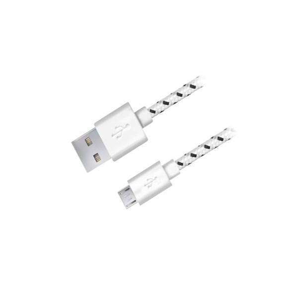 Καλώδιο Micro USB 2.0 1m Fabric braided λευκό | eLabstore.gr Καλώδιο Micro USB 2.0 1m Fabric braided λευκό | Περιφερειακά | elabstore.gr