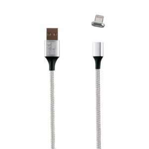 Καλώδιο Lightning USB Φόρτισης-Data Magnetic Braided 3.5A QC 2.0 1m Ασημί NSP | Περιφερειακά | elabstore.gr
