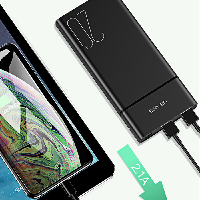 USAMS power bank PB14 20000mAh, 2x output, 2.1A, μαύρο | eLabstore.gr USAMS power bank PB14 20000mAh, 2x output, 2.1A, μαύρο | Αξεσουάρ κινητών | elabstore.gr