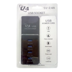 Family Charger 4 Port USB 5V 2.4A με 1.2m Cable (Διάφορα Χρώματα) | Περιφερειακά | elabstore.gr