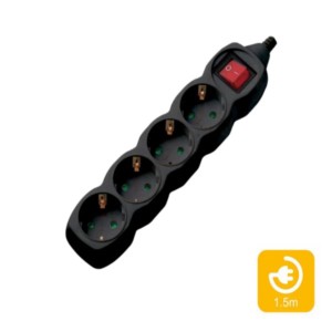 Πολύπριζα 4θ Με Διακόπτη 1,5M,3g1,5 μαύρο COM | Ηλεκτρολογικά | elabstore.gr