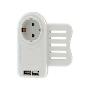 Schuko adaptor Well με 2x 1.05A USB και phone holder ELAD-SH/2XUSB/01-WL | Περιφερειακά | elabstore.gr