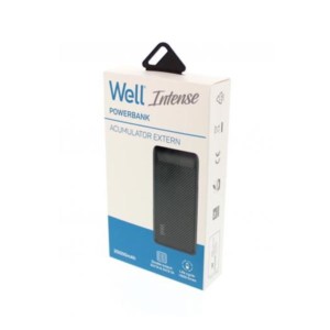 Φορητός Φορτιστής 20000mA 2.1Α μαύρο Intense Power Bank Well PBANK-INTENSE200BK-WL | Περιφερειακά | elabstore.gr