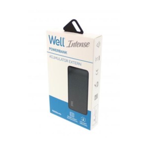 Φορητός Φορτιστής 10000mA 2.1A μαύρο Intense Power Bank Well PBANK-INTENSE100BK-WL | Περιφερειακά | elabstore.gr