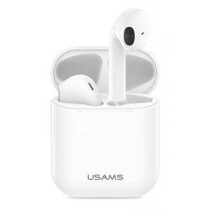 USAMS earphones BHUYL01, με θήκη φόρτισης, lightning, λευκά | Αξεσουάρ κινητών | elabstore.gr