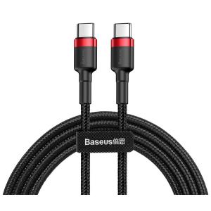 BASEUS καλώδιο USB Type-C CATKLF-G91, 3A 60W, PD2.0, 1m, μαύρο-κόκκινο | Αξεσουάρ κινητών | elabstore.gr