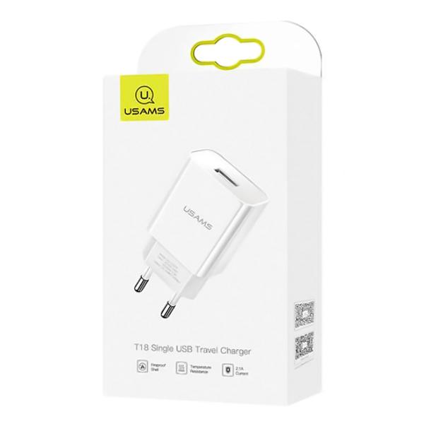 USAMS φορτιστής τοίχου T18, 1x USB, 2.1A, λευκός | eLabstore.gr USAMS φορτιστής τοίχου T18, 1x USB, 2.1A, λευκός | Αξεσουάρ κινητών | elabstore.gr
