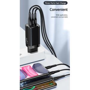 USAMS φορτιστής τοίχου US-CC110, USB & 2x USB Type-C, 65W 3A, μαύρος | eLabstore.gr