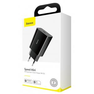 BASEUS φορτιστής τοίχου CCFS-X01, 1x USB Type-C, QC3.0 18W 3A, μαύρος | Αξεσουάρ κινητών | elabstore.gr