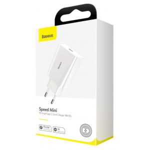 BASEUS φορτιστής τοίχου CCFS-X02, 1x USB Type-C, QC3.0 18W 3A, λευκός | Αξεσουάρ κινητών | elabstore.gr