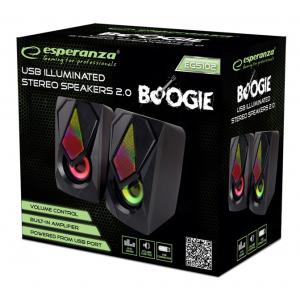 ESPERANZA ηχεία Boogie EGS102, 2.0ch, 2x 2.5W RMS, USB, Aux in, LED | Εικόνα & Ήχος | elabstore.gr