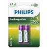 PHILIPS επαναφορτιζόμενη μπαταρία R6B2A260 2600mAh, AA HR6 Mignon, 2τμχ | Μπαταρίες | elabstore.gr