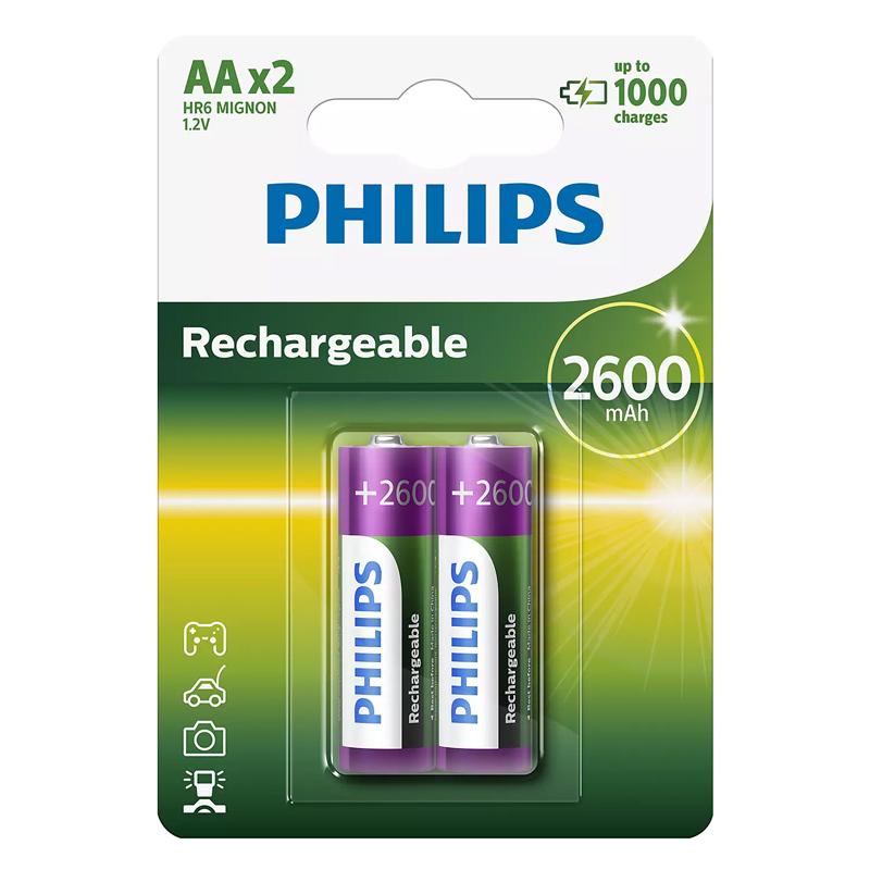 PHILIPS επαναφορτιζόμενη μπαταρία R6B2A260 2600mAh, AA HR6 Mignon, 2τμχ | eLabstore.gr PHILIPS επαναφορτιζόμενη μπαταρία R6B2A260 2600mAh, AA HR6 Mignon, 2τμχ | Μπαταρίες | elabstore.gr