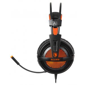 SADES Gaming Headset A6, multiplatform, USB, LED, μαύρα | Συνοδευτικά PC | elabstore.gr
